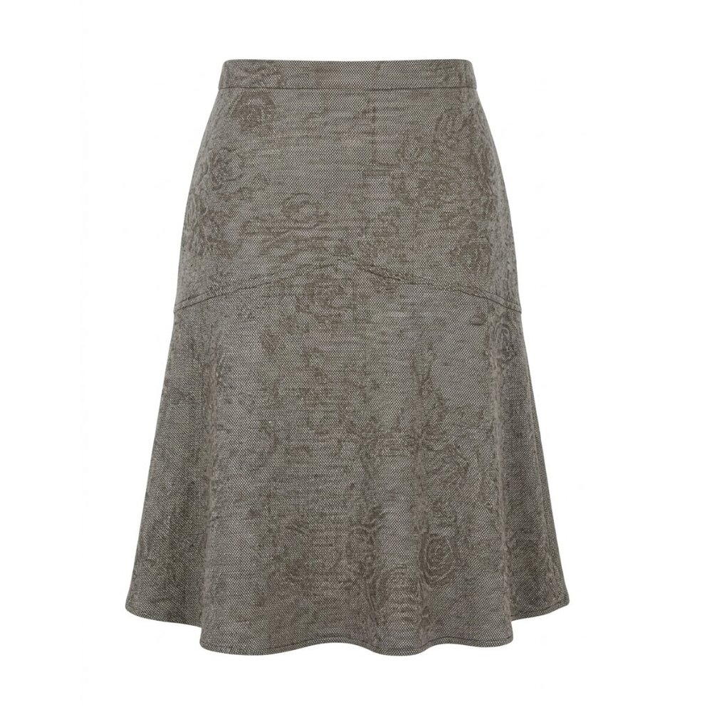 SMART SET - Classic A-Line Wool Floral Skirt - Neutral tone - Size 13